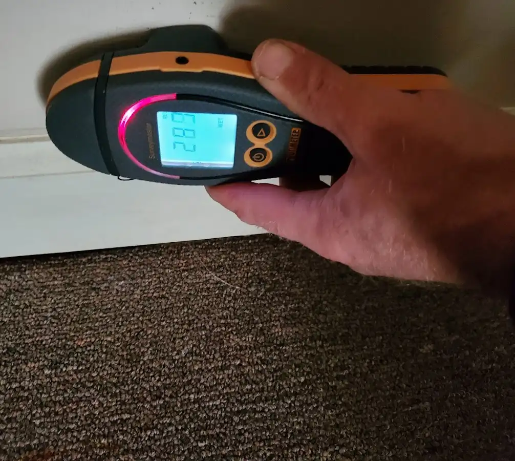 Moisture detection at baseboard during Sewage Cleanup & Sanitation in Castroville
